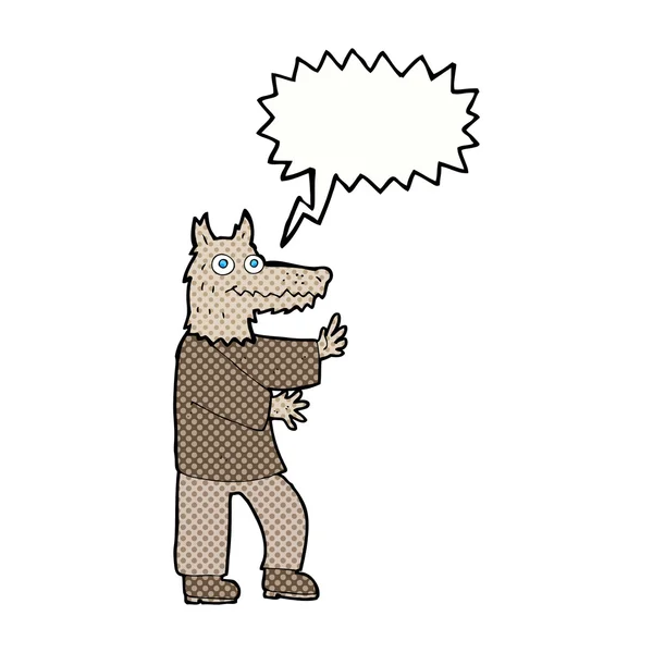 卡通片滑稽狼人与言语泡沫 — 图库矢量图片