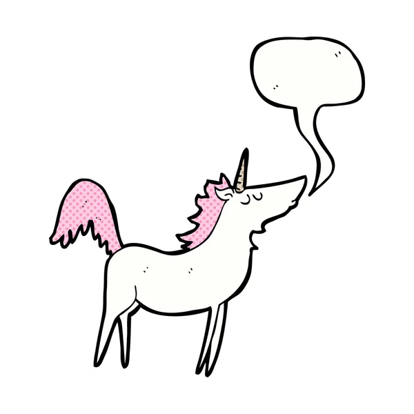 Unicornio de dibujos animados con burbuja del habla — Archivo Imágenes Vectoriales