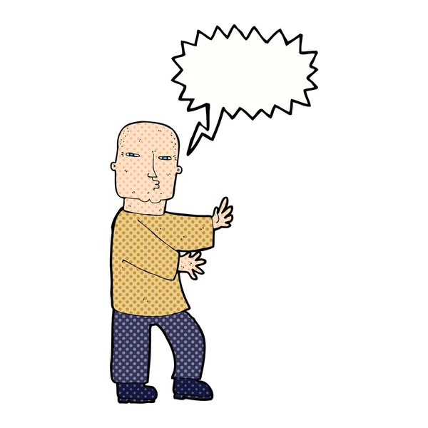 Cartoon tough man  with speech bubble — Stock Vector