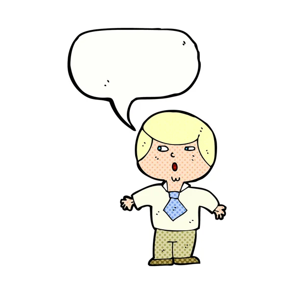 Cartoon shocked boy with speech bubble — Stock Vector