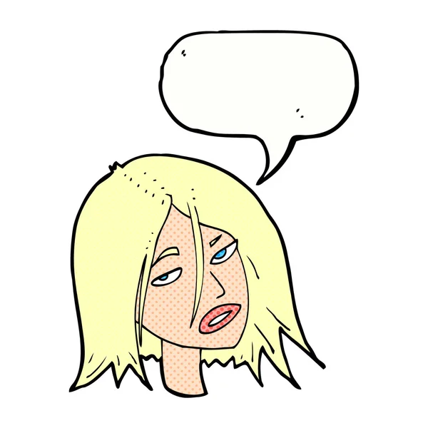 漫画の吹き出しと腹が立つ女性 — ストックベクタ