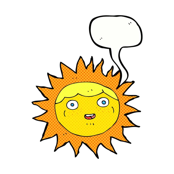 Sun cartoon character with speech bubble — Stock Vector