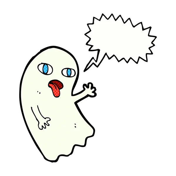 Funny cartoon ghost with speech bubble — Stock Vector