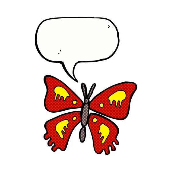 Cartoon-Schmetterling mit Sprechblase — Stockvektor