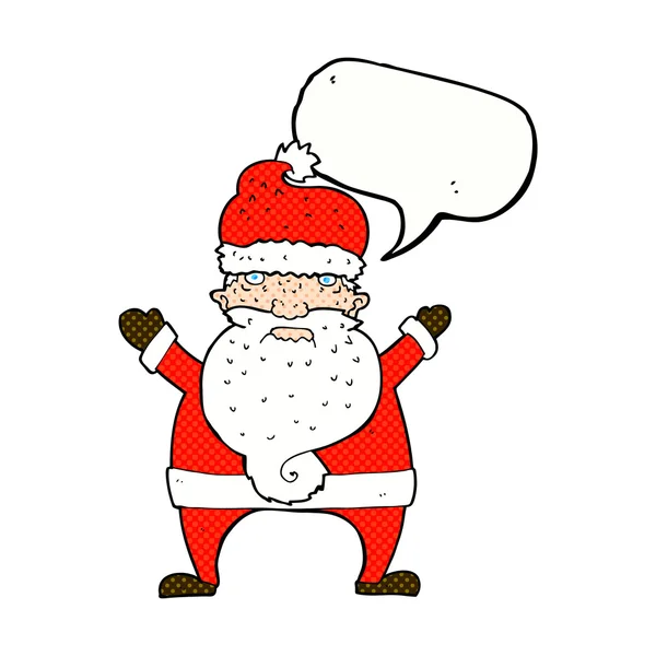 Cartoon ugly santa claus with speech bubble — Stock Vector