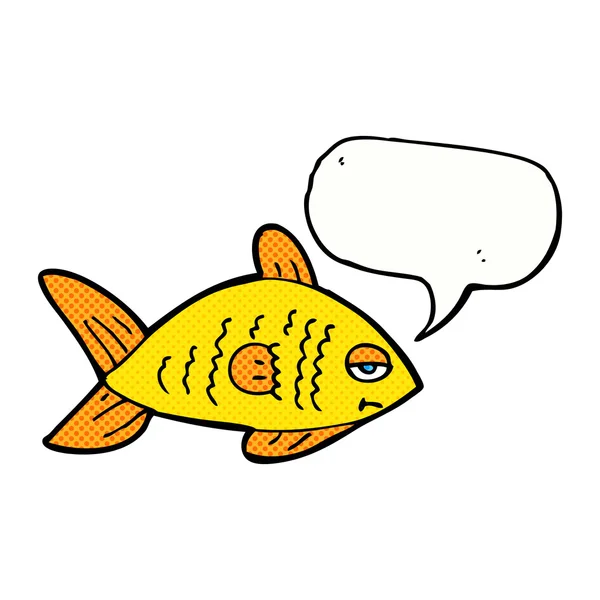 Γελοιογραφία αστείο ψάρι με φούσκα ομιλία — Διανυσματικό Αρχείο