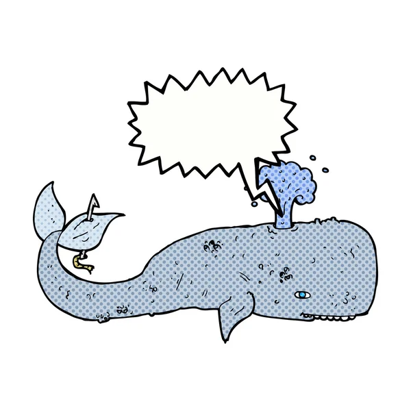 Baleine de dessin animé avec bulle de parole — Image vectorielle