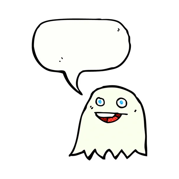 Fantasma de dibujos animados con burbuja de habla — Vector de stock