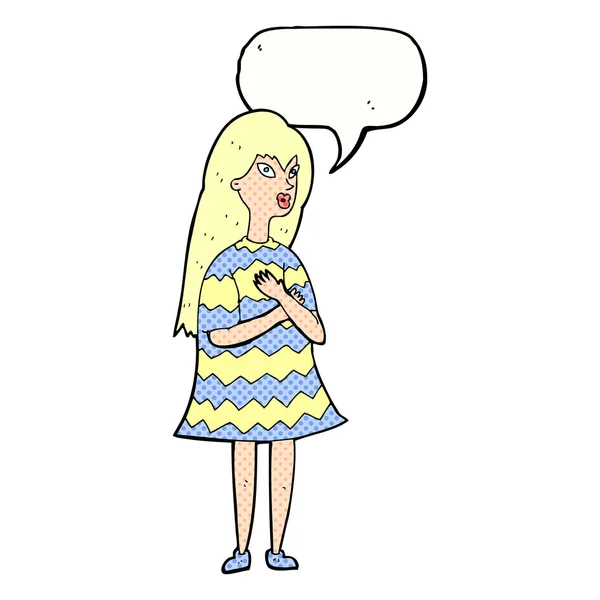 Cartoon überrascht Mädchen mit Sprechblase — Stockvektor