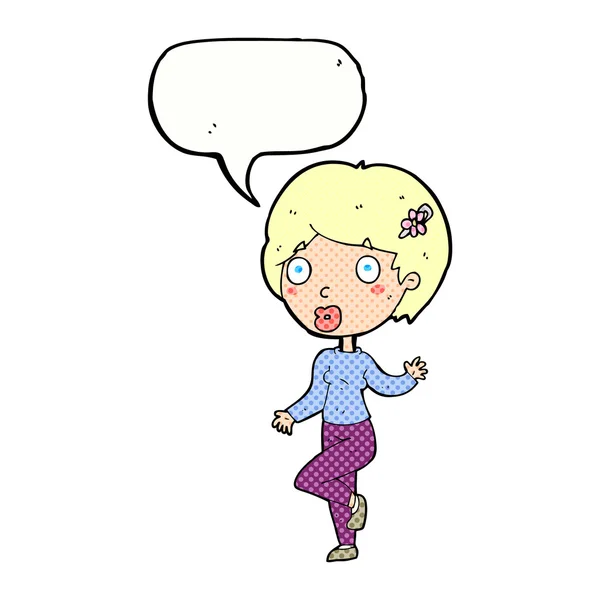 Kartun mengejutkan wanita dengan gelembung ucapan - Stok Vektor