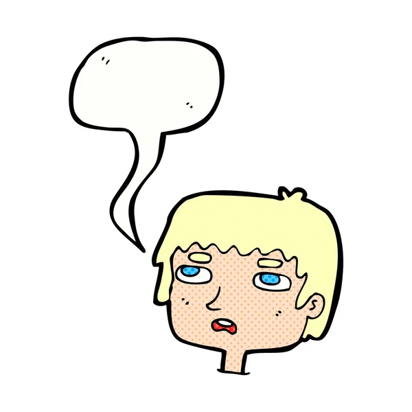 Cartoon ongelukkige gezicht met spraakbel — Stockvector