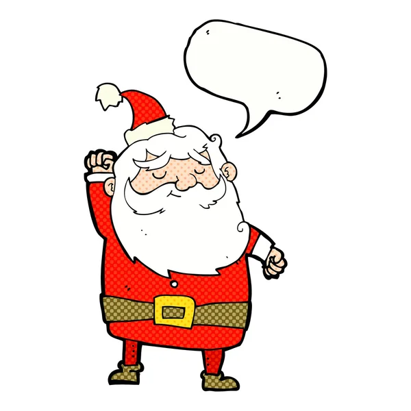 Cartoon santa claus ponsen lucht met spraakbel — Stockvector