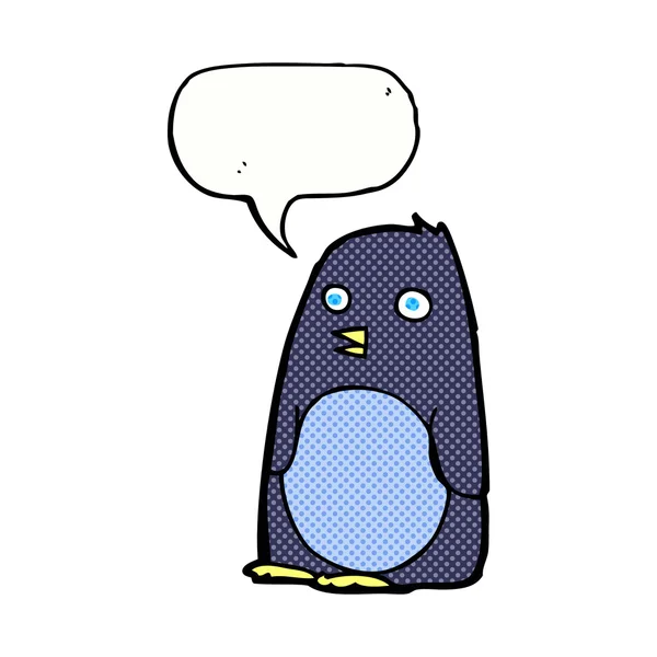 Pingüino de dibujos animados con burbuja del habla — Archivo Imágenes Vectoriales