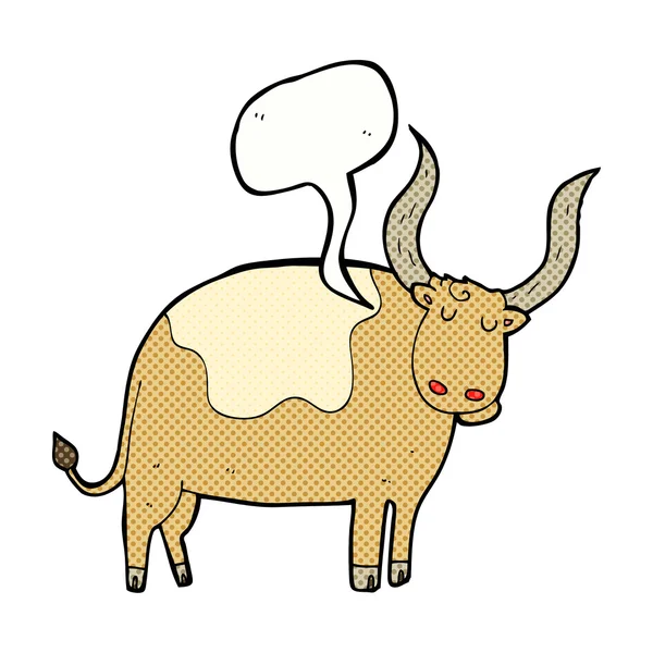 Cartoon ox with speech bubble — Stock Vector