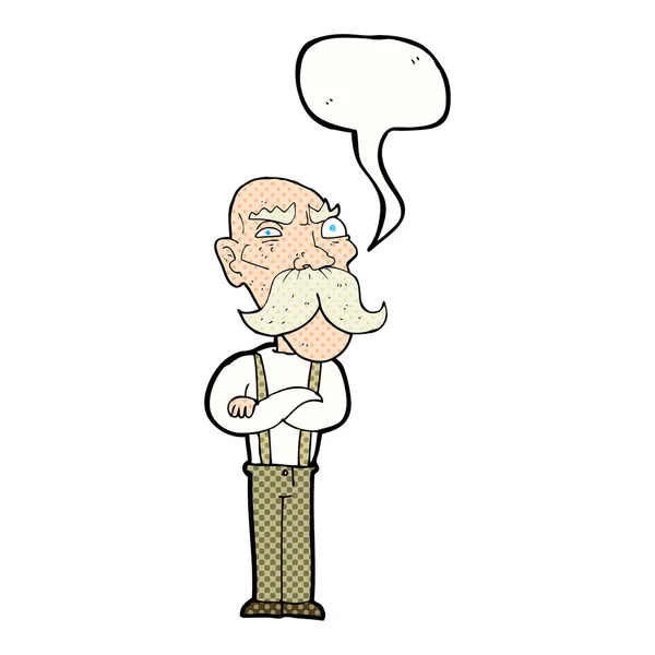 Kreskówki zły stary człowiek z bańki mowy — Wektor stockowy