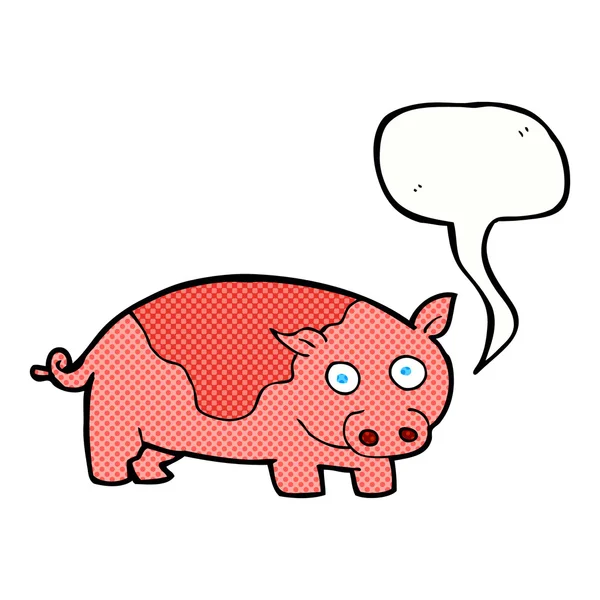Cochon de dessin animé avec bulle de parole — Image vectorielle
