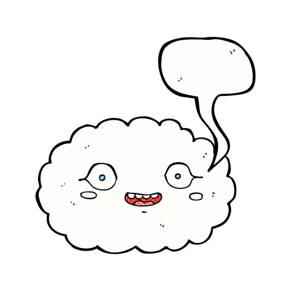 Nube de dibujos animados feliz con burbuja de habla — Vector de stock