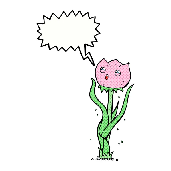 Мультяшный цветок с пузырьком речи — стоковый вектор