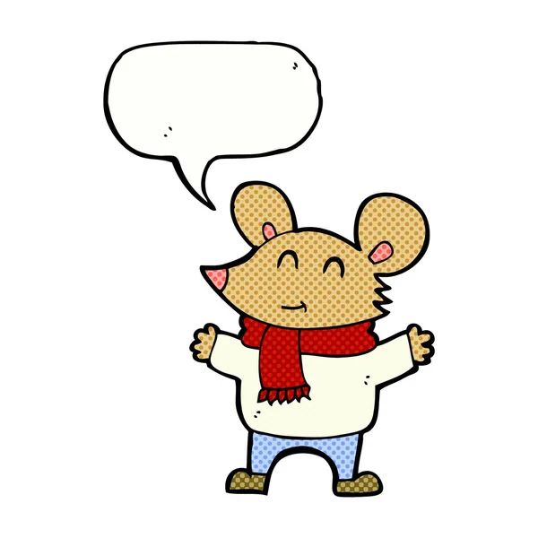 Cartoon mouse with speech bubble — Stock Vector