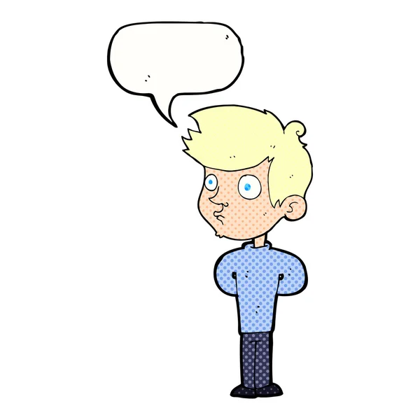 Cartoon boy staring with speech bubble — Stock Vector