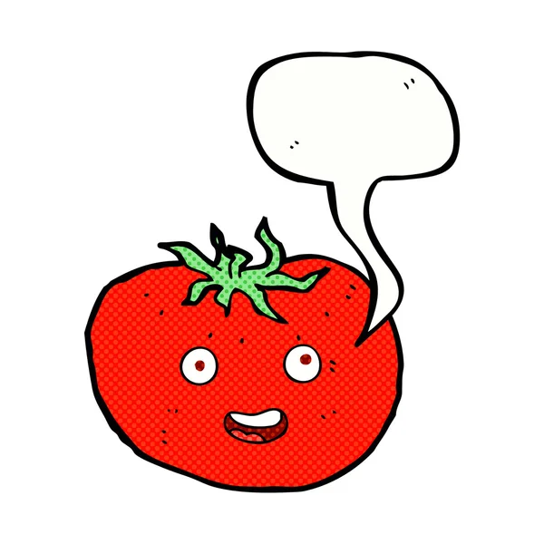 Мультяшний помідор з мовною бульбашкою — стоковий вектор