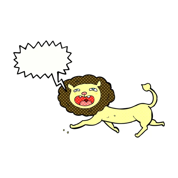 Lion dessin animé avec bulle de parole — Image vectorielle