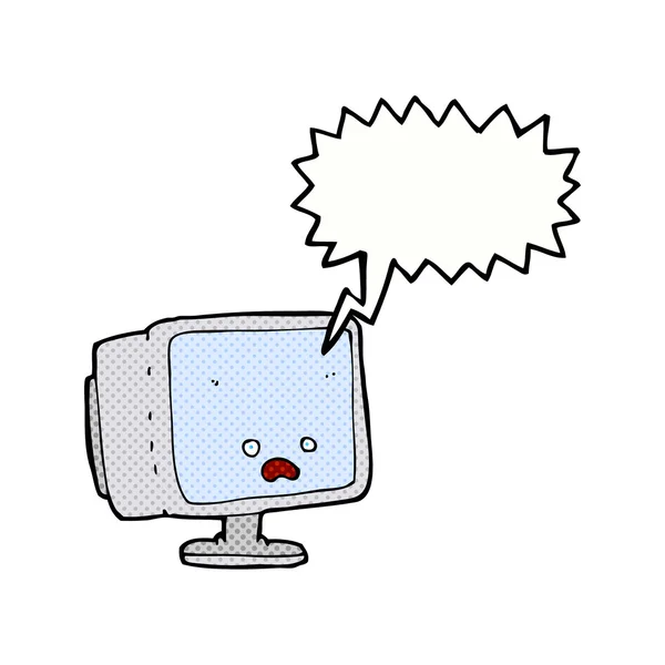 Cartoon computerscherm met spraakbel — Stockvector