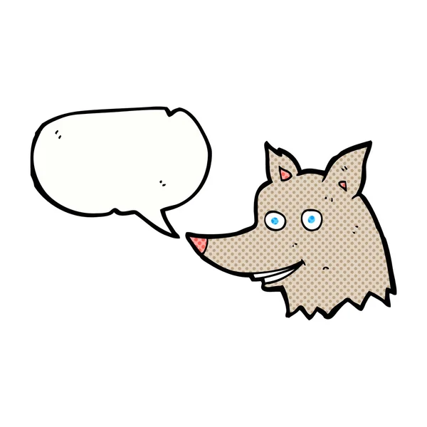 Tête de loup dessin animé avec bulle de parole — Image vectorielle
