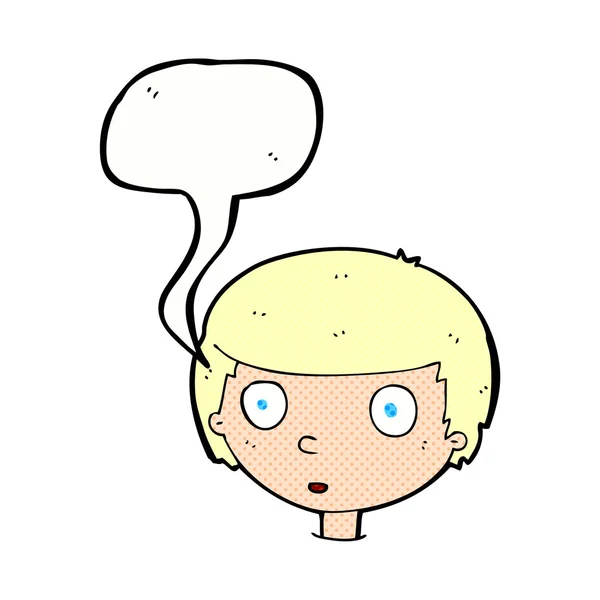 Dibujos animados niño curioso con burbuja del habla — Vector de stock
