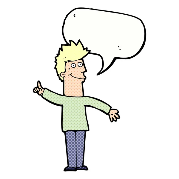 Cartoon man met idee met spraakbel — Stockvector