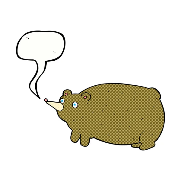 Grappige cartoon beer met spraakbel — Stockvector