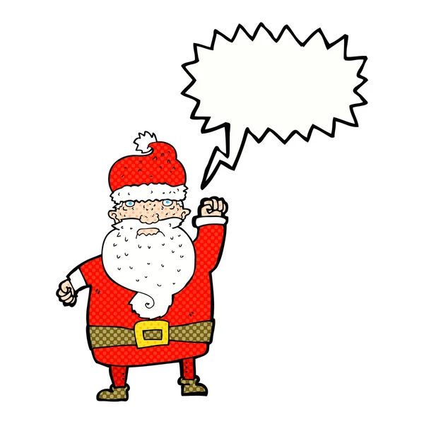 Cartoon boos santa claus met spraakbel — Stockvector