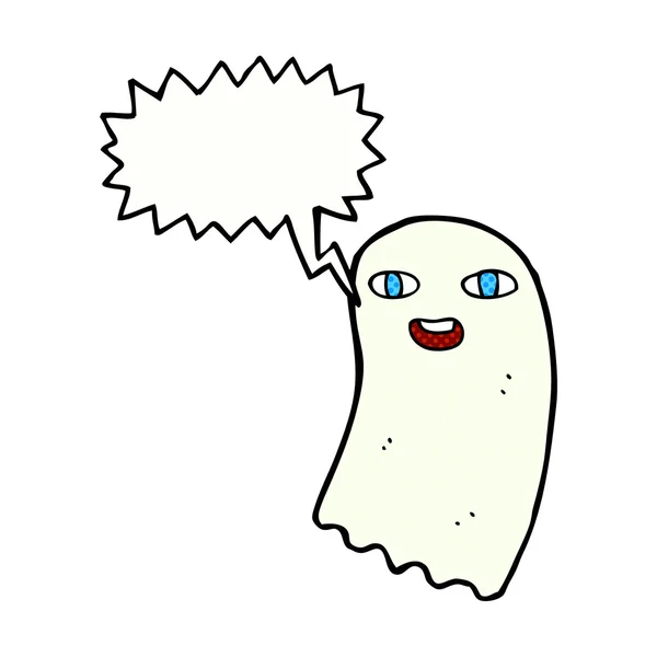 Divertido fantasma de dibujos animados con burbuja de habla — Vector de stock