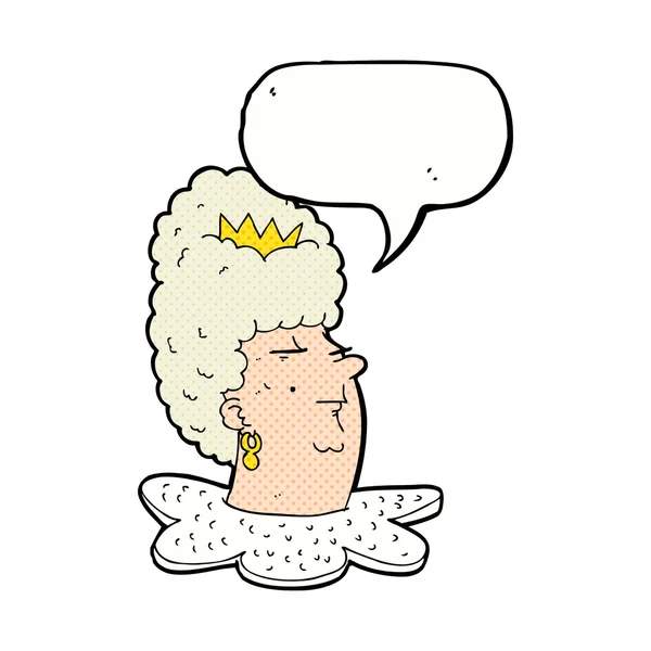 Голова королевы мультфильмов с пузырьком речи — стоковый вектор