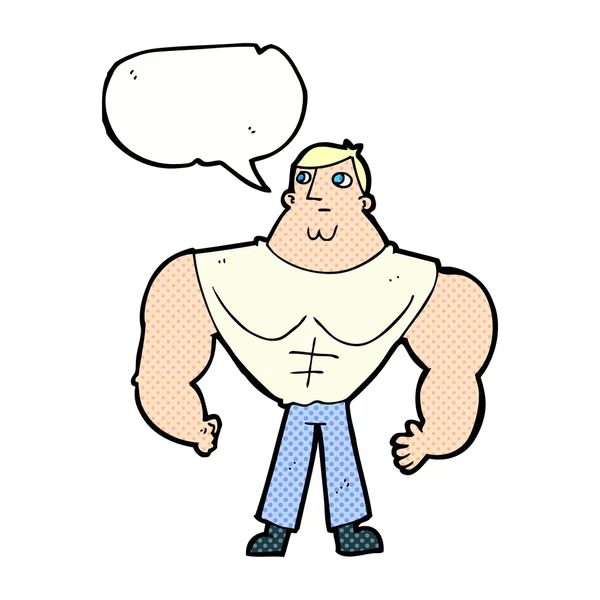Cartoon Bodybuilder mit Sprechblase — Stockvektor