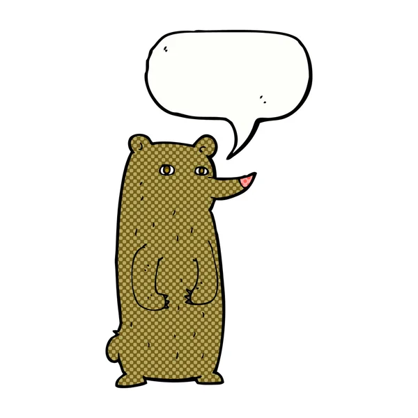 Funny cartoon bear with speech bubble — Stock Vector