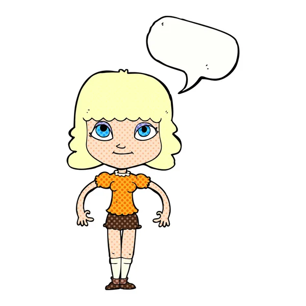 Cartoon-Mädchen mit Sprechblase — Stockvektor