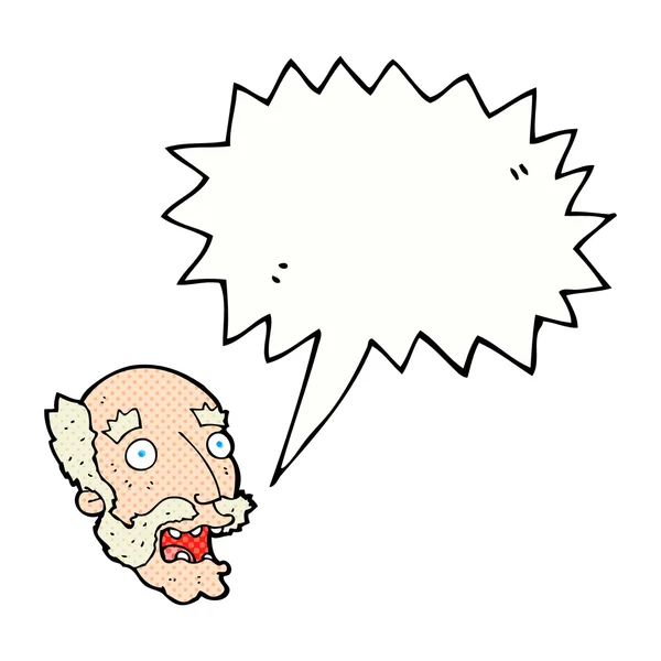 Tecknad chockad gammal man med tal bubbla — Stock vektor