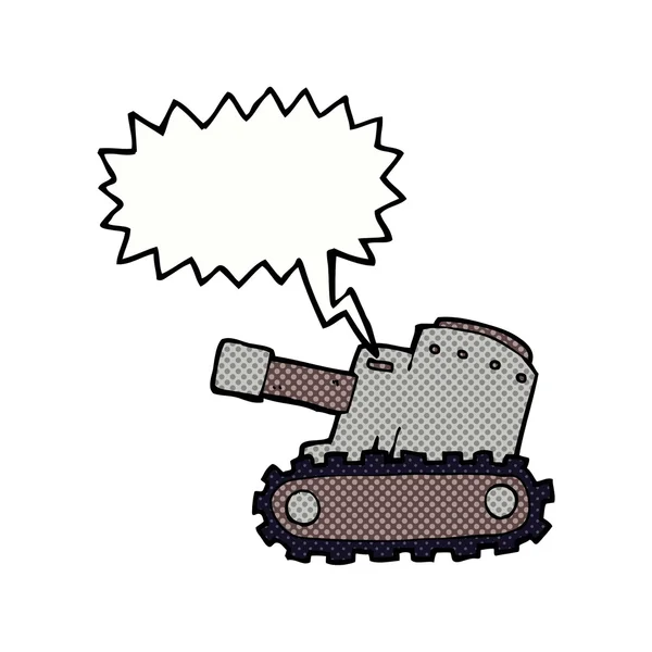 Cartoon Army Panzer mit Sprechblase — Stockvektor