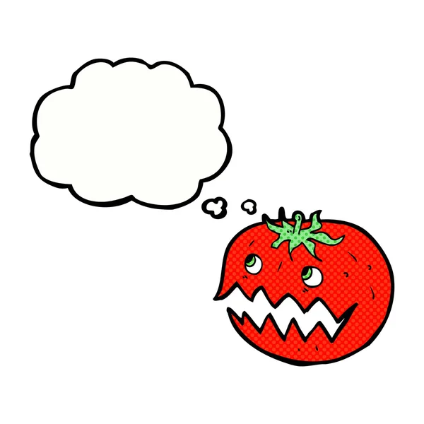 Tomate de dibujos animados con burbuja de habla — Vector de stock