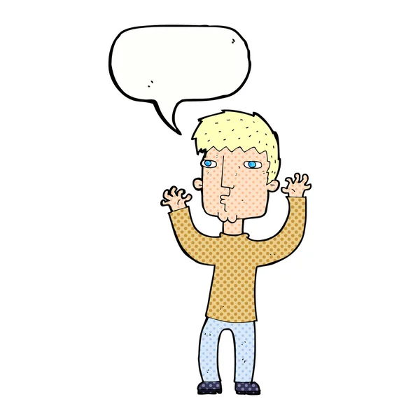 Cartoon anxious man with speech bubble — Stock Vector