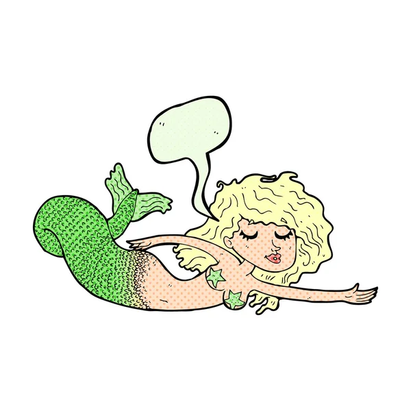 Karikatur Meerjungfrau mit Sprechblase — Stockvektor