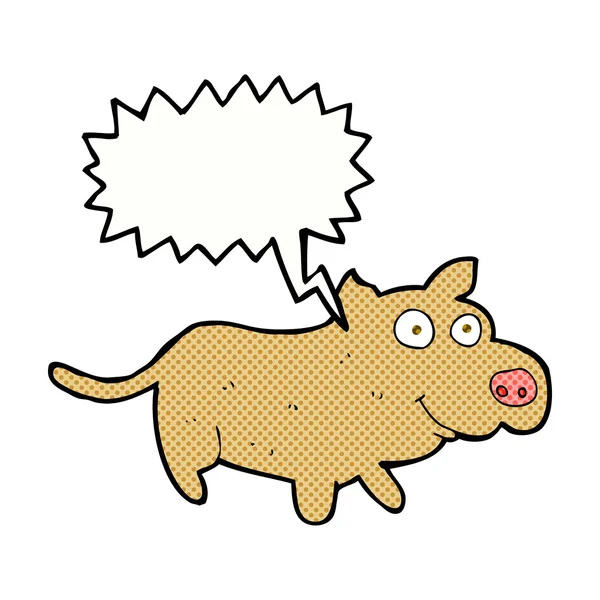 Karikatur glücklicher kleiner Hund mit Sprechblase — Stockvektor