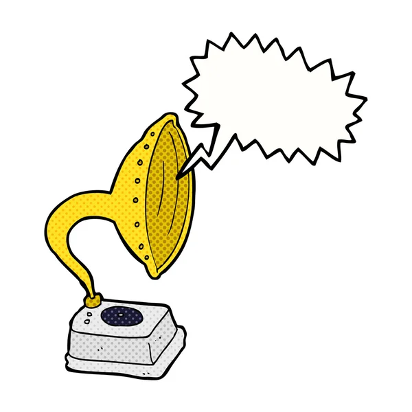 Cartoon fonograaf met spraakbel — Stockvector