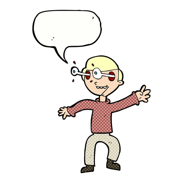 Cartoon amazed boy with speech bubble — Stock Vector