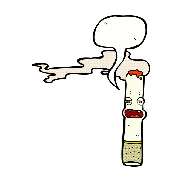 Personnage de cigarette de dessin animé avec bulle de parole — Image vectorielle