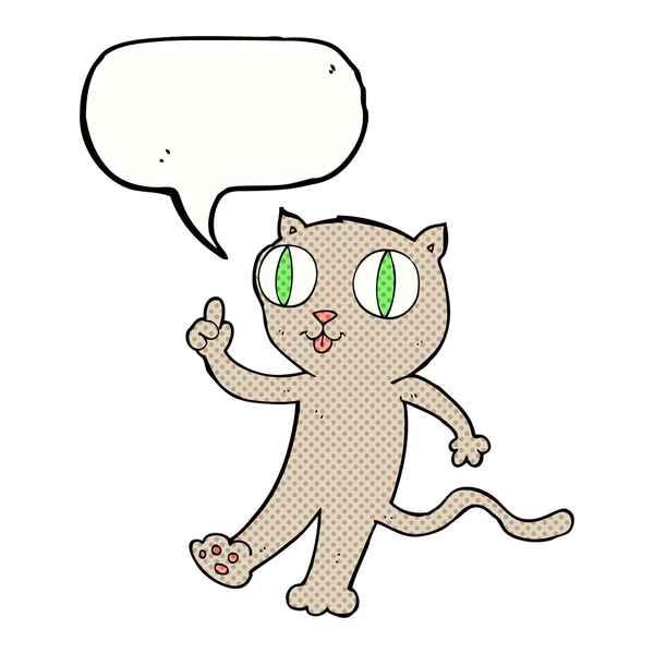 Gato de dibujos animados con idea con burbuja de habla — Vector de stock