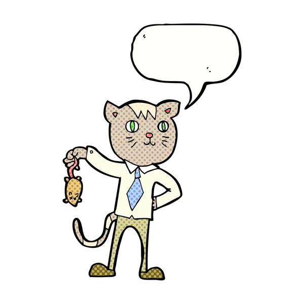 Chat D Affaires Dessin Anime Avec Souris Morte Avec Bulle De Parole Image Vectorielle Par Lineartestpilot C Illustration