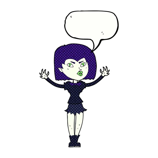 Cartoon vampire girl with speech bubble — Stock Vector