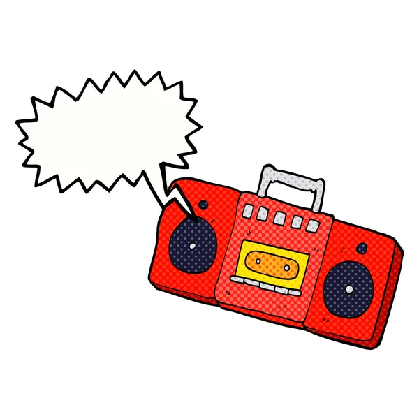 Reproductor de cassette de radio de dibujos animados con burbuja de habla — Archivo Imágenes Vectoriales